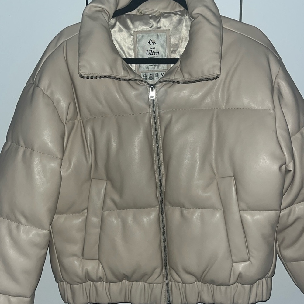 Abercrombie leather puffer jacket